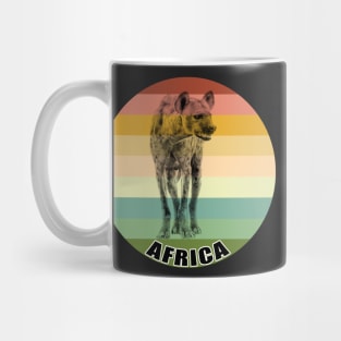 Spotted Hyena Full Figure on Vintage Retro Africa Sunset Mug